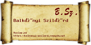 Balkányi Szilárd névjegykártya
