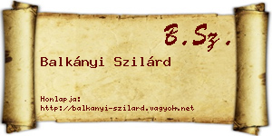 Balkányi Szilárd névjegykártya